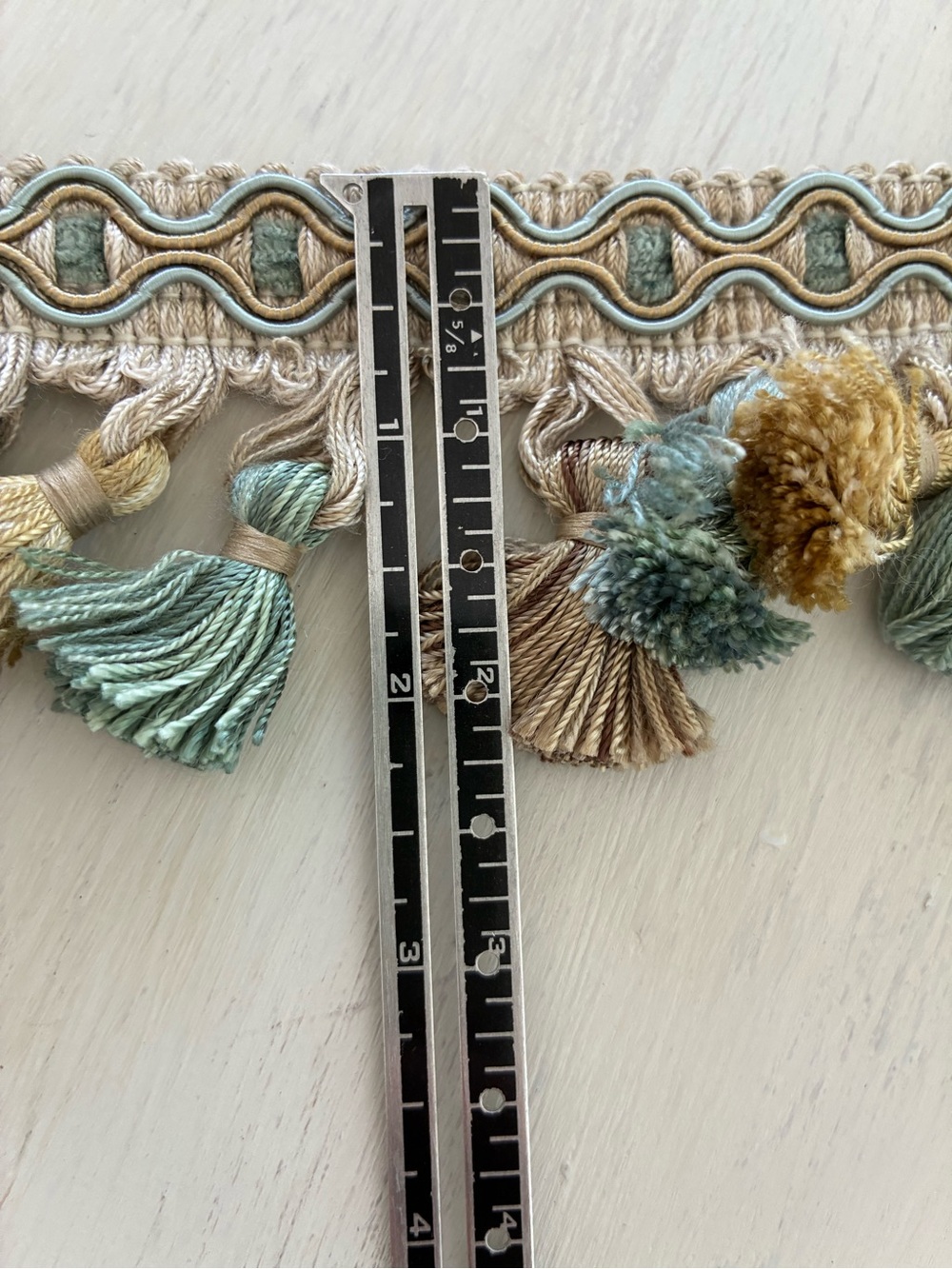 Decorative Tassel Trim by Conso, beige, blue, gold, green - Picture 6 of 10
